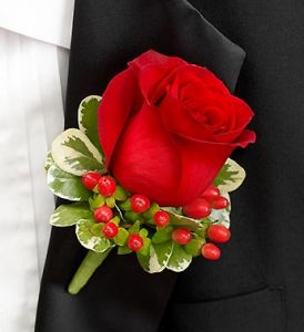 Red Rose Boutonniere 